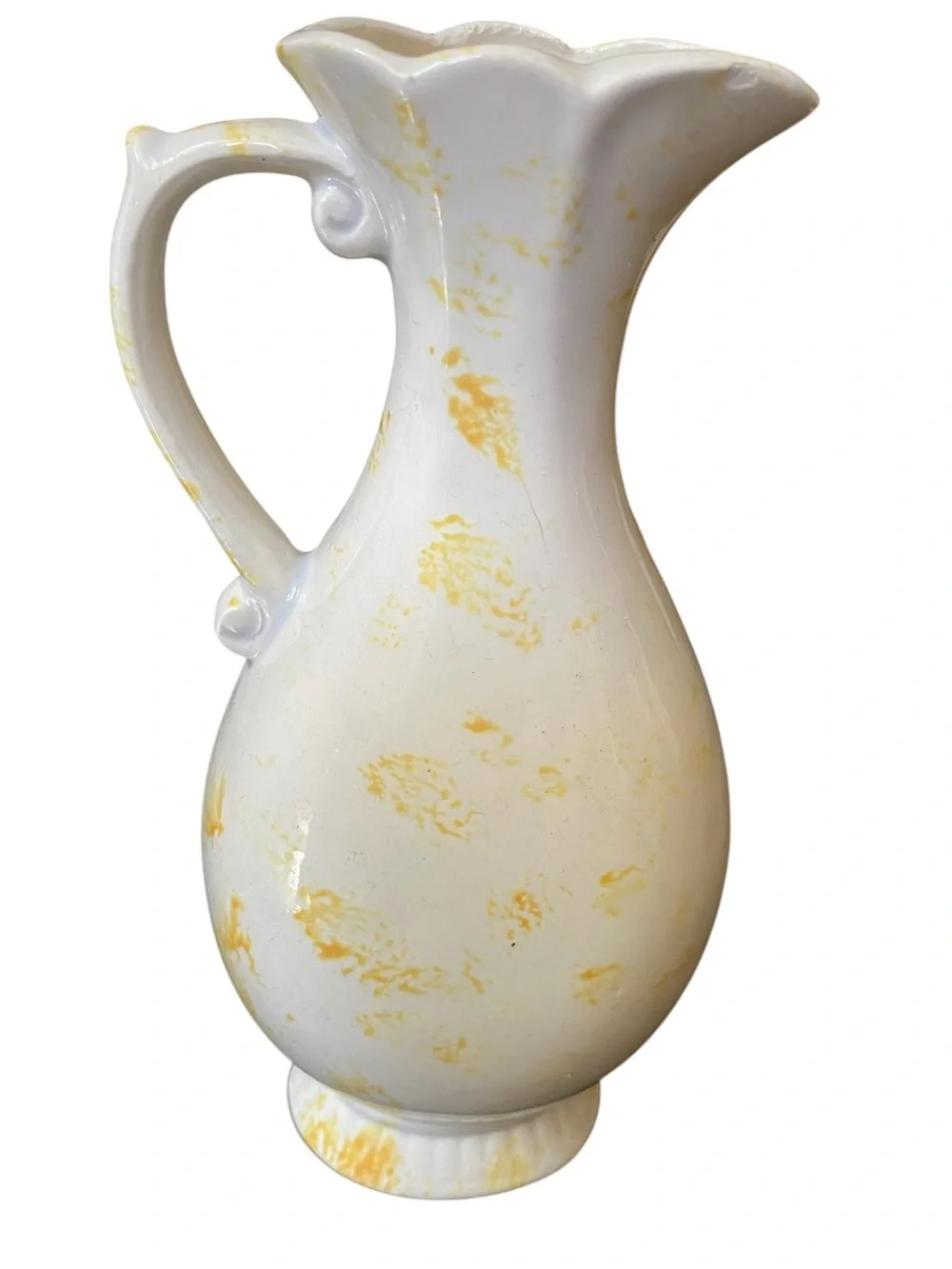 VINTAGE CERAMIC VASE WITH YELLOW CANARY BIRDS